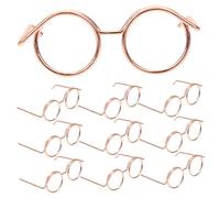 SUPVOX 10pcs Mini Doll Glasses Rose Gold Wire Frame Rimmed Eyewear for Doll Dress Up Accessories Creative Craft Props and Photography