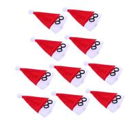 SUPVOX 10pcs Mini Flannel Santa Hats for Crafts and Decorations Red Christmas Caps for Wine Bottles Cutlery Dolls Candy Toppers Versatile Holiday Embellishments for Xmas Party Table and