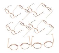 SUPVOX 10pcs Mini Metal Doll Glasses Eyeglasses Props Lightweight Round Frame for Doll Dress Up Collectors gift for for for for for for Rose Gold