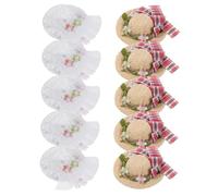 SUPVOX 10pcs Mini Straw Hat Ornaments Handwoven Lace Flower Caps for Dolls Cowgirls Plush DIY Craft Decorations for Christmas Parties and Holiday Creative Styling