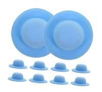 SUPVOX 10pcs Mini Straw Hats Doll Accessories Small 5.8cm Blue Miniature Hat Ornaments for Dollhouse Craft Decoration and Diy Prop Set