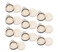 SUPVOX 10pcs Mini Wooden Embroidery Hoops 3.5x3cm Small Round Craft Rings Adjustable for DIY Cross Stitch Necklace Pendant Keychain Crafting