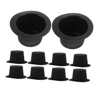 SUPVOX 10pcs Miniature Black Hats for Christmas Crafts DIY Snowman Decorations Plastic Top Hats for Holiday Party Supplies for Home Decor and Festive Atmosphere