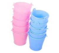 SUPVOX 10Pcs Miniature Dollhouse Buckets Sturdy Plastic Mini Water Pails for Dollhouse Decor Party Favors Garden Kitchen Accessories Pink Blue Small Buckets for Candy Snacks and Succulent
