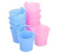 SUPVOX 10Pcs Miniature Dollhouse Buckets with Handle Small Colored Plastic Buckets for Kitchen and Garden Scenes for Crafts Party Favors and Dollhouse Decor
