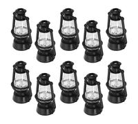 SUPVOX 10pcs Miniature Dollhouse Lamps Vintage Kerosene Lantern Ornaments 3" Retro Plastic Lightweight Portable for Dollhouse Desk Decor and Festive Displays