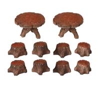 SUPVOX 10pcs Miniature Garden Chair Set Micro Resin Furniture Dollhouse Decoration Outdoor Fairy Garden Accessories Nature Inspired Tree Stump Table