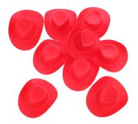 SUPVOX 10pcs Miniature Plastic Cowboy Hats for Dolls Reusable Cowgirl Dress Up Accessories Tiny Hat Ornaments for Western Theme Parties and DIY Crafts