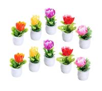 SUPVOX 10pcs Miniature Potted Plant Ornaments for Dollhouse Realistic Tiny Bonsai Adornments in Colors Compact Mini Garden Accessories for Doll House Decoration and Photo Props