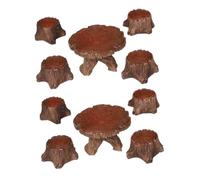 SUPVOX 10pcs Miniature Resin Garden Furniture Set Micro Landscape Accessories with Table and Chairs for Dollhouse Fairy Garden DIY Craft Decor Lightweight and Fade Resistant