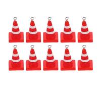 SUPVOX 10pcs Miniature Traffic Cones Resin Charms DIY Earring Necklace Keychain Accessories Mini Road Barricade Signs for Jewelry Making and Crafting