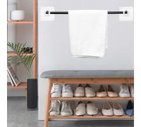 SUPVOX 10pcs No-Drill Adhesive Curtain Rod Holders Set, Multipurpose Telescopic Shower Rod Brackets for Bathroom and Window Curtain Poles, Self-Adhesive Wall-Mount Hooks for Home Use