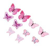 SUPVOX 10pcs Pink Butterfly Animal Embroidered Appliqué Patch Set for DIY Sewing Craft, Cloth Garment Accessories with Double Pieces for Decoration