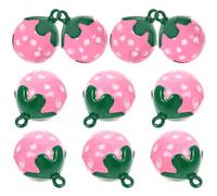 SUPVOX 10pcs Pink Strawberry Shaped Copper Jingle Bell Charms for Pet Collars, DIY Necklace and Bracelet Craft Supplies, Cat and Dog Collar Accessories