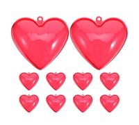 SUPVOX 10pcs Red Plastic Heart-shaped Storage Boxes 100x98x56mm with Hanging Feature, Fillable Candy Containers for Valentine’s Day Party Prizes and Decorative Treat Holders