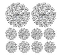 SUPVOX 10pcs Round Rhinestone Decorative Buttons, Silver Alloy Craft Fasteners for DIY Wedding Hair Accessories, Sparkly Flatback Embellishments Suitable for Hair Clips and Jewelry Making