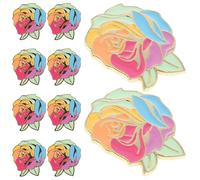 SUPVOX 10pcs Small Rose Flower Brooch Pin Set, Enamel Floral Lapel Pins with Butterfly Clasp, Vintage Metal Rose Pin for Clothes, Bags, Hats Accessories, Bridal and Holiday Use