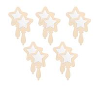 SUPVOX 10Pcs Star-Shaped Wooden Small Mirrors with Handle for, Unpainted DIY Craft Mirrors, Portable Room Decor and Handheld Project Accessories