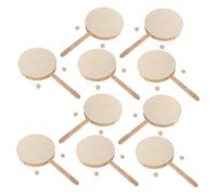 SUPVOX 10pcs Unpainted Wood Rattle Drums Lightweight Handheld Percussion for DIY Blank Wooden Shaking Instruments for Preschool Art Projects and Creative Musical Learning
