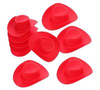 SUPVOX 10pcs Western Cowboy Hats Plastic Miniature Doll Accessories for DIY Crafts Western Theme Party Birthday Decoration