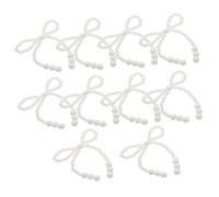 SUPVOX 10pcs White Faux Pearl Bow Cake Decorations Romantic Bridal Shower Wedding Party DIY Accessories Elegant Bowknot Ornaments for Birthday Dance Ball Supplies