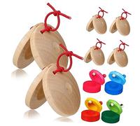 SUPVOX 10pcs Wooden Castanets with Cartoon Designs Small Percussion Instruments for Musical Education Handheld Rhythm for Coordination and Intelligence Development