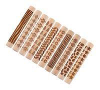 SUPVOX 10Pcs Wooden Clay Texture Rollers Lightweight Pottery Rolling Pins for-The-Go Crafting and Clay Shaping
