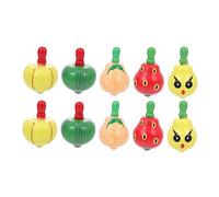 SUPVOX 10Pcs Wooden Fruit Shaped Gyros Educational Small Rotating Tops for Hand Eye Coordination and Cognitive Development Creative Design Safe Lightweight Material Random Styles