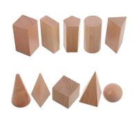 SUPVOX 10pcs Wooden Geometric Shapes Blocks for Kindergarten Geometry Learning Sturdy Educational for Classroom and Home Math Activities