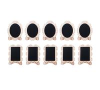 SUPVOX 10pcs Wooden Hollow-Out Mini Blackboard Set, DIY Chalkboard Decorations with 5 Square and 5 Oval Boards, Tabletop Message and Painting Display for Home and Party Décor
