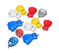 SUPVOX 11pcs Boxing Party Balloons Set Foil Boxing Gloves and Sandbags Decorations in White Red Blue and Yellow Glove Party Balloons for Boys’ Birthday Wrestling and Fight Night Events