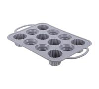 SUPVOX 12 Cavity Cupcake Moulds Silicone Moulds for Cake Baking Heat Resistant Anti-Slip Handle Round Shape Gentle Touch One-piece Design for Home Baking