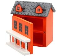 SUPVOX 12 Mini Wooden Dollhouse Orange Wall Grey Roof, Tiny Villa Model for Doll Accessories, Micro Landscape Ornament and Collectors