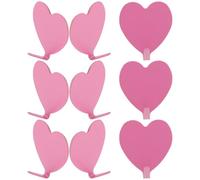 SUPVOX 12 Pcs Heart Shaped Iron Adhesive Wall Hooks Pink Traceless Hangers Punch Free Installation and Rust Resistance for Kitchen and Bedroom Use