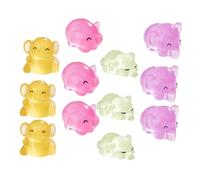 SUPVOX 12 Pcs Luminous Mini Resin Elephant Figurines Glow Statues for DIY Crafts Decoration Creative Multipurpose Ornaments