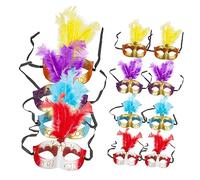 SUPVOX 12 pcs Plumage Masquerade Ball Masks Lightweight Decorative Costume Accessories for Women Comfortable Non Irritating Party Masks for Prom Carnival Halloween and Random Color