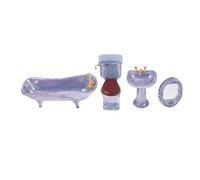 SUPVOX 12 Scale Miniature Dollhouse Bathroom Furniture Set, 4pcs Blue-grey Ceramic Bath Model, Dollhouse Accessory for ’s Playhouse Decoration