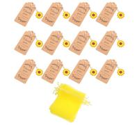 SUPVOX 12 Sets Sunflower Keychains with Bag Pendants and Kraft Tags, Summer Theme Party Favors for Weddings, Birthdays, and Thank You, Decorative Flower Key Holders with Drawstring