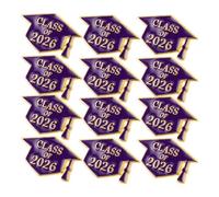SUPVOX 12pcs 2026 Graduation Cap Lapel Pins for Teachers and Students - Purple Doctor Hat Brooch Set for Graduate Jewelry, School Ceremony Accessories, Party Favors for Bags and Jackets