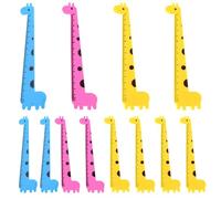 SUPVOX 12pcs Cartoon Giraffe Shape Plastic Rulers Multi-function Measuring Rulers School Supplies Educational Drafting Tools for Random Color Random Style
