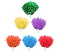 SUPVOX 12pcs Cheerleading Poms with Handle and Ring, Shiny Plastic PE | School Spirit Clubs, Parade Cheering, Corporate Events, Smooth Gloss Finish, Comfortable to Wave