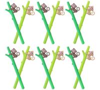SUPVOX 12pcs Creative Monkey Tree Climbing Gel Ink Pens Set, Soft Grip Rollerball Pens for Students and Office Use, Light Dark Green Colors, Portable Daily Writing and Business Signature
