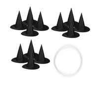 SUPVOX 12pcs Foldable Fabric Halloween Witch Hats with Hanging Rope Soft Wizard Hat Accessories for Cosplay and Carnival Use