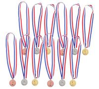 SUPVOX 12pcs Gold Silver Bronze Championship Medals with Neck Ribbons for Safe Smooth Edges Award Prizes for Sports Competitions Tournaments Party Participation Encouragement