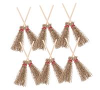 SUPVOX 12pcs Large Mini Witch Brooms with Red Rope Hanging Decorations Halloween Costume Props for Party