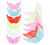 SUPVOX 12pcs Luminous Translucent Angel Wings DIY Craft Accessories for Clothing and Backpack Decoration, Small 10cm Night Glow Wing Patches for Party and Costume Use Random Color