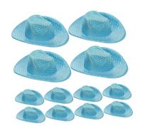 SUPVOX 12PCS Mini Glitter Cowboy Hats for Dolls and Pets Polyester Sequin Caps for DIY Crafts Western Festival Decorations Hair Accessories Party Favors and Dollhouse Display