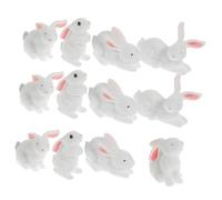 SUPVOX 12pcs Mini Resin Bunny Figurines Easter Decor Creative Micro Landscape Rabbit Adornments for Home Holiday Decorations