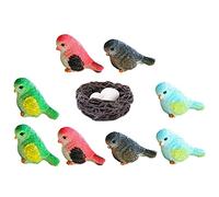 SUPVOX 12pcs Miniature Bird Nest and Eggs Set Colorful Twisting Birds, Moss Micro Landscape Decor for Fairy Gardens and Dollhouses, Small Easter Garden Ornament Collection