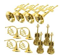SUPVOX 12pcs Miniature Musical Instrument Christmas Ornaments Gold Trumpet Violin Horn Pendant Decorations for DIY Tree Compact for Holiday Party Gifts and Festive Home Decor